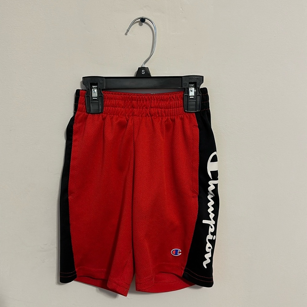 Youth Boys Champion Shorts- Colors:Red and Black Size:5/6